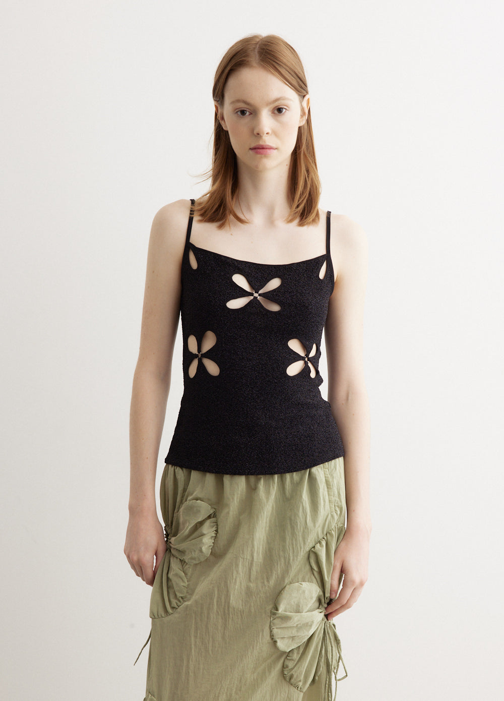 Blue Lurex Camisole Stripe Set