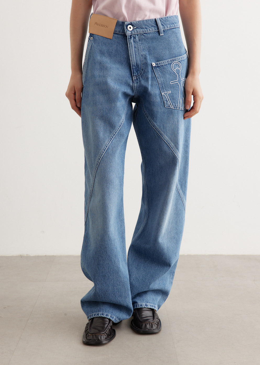 デニム・ジーパン J. W. Anderson Workwear' Cotton Pants With Blue Twisted Leg Twisted Workwear Jeans