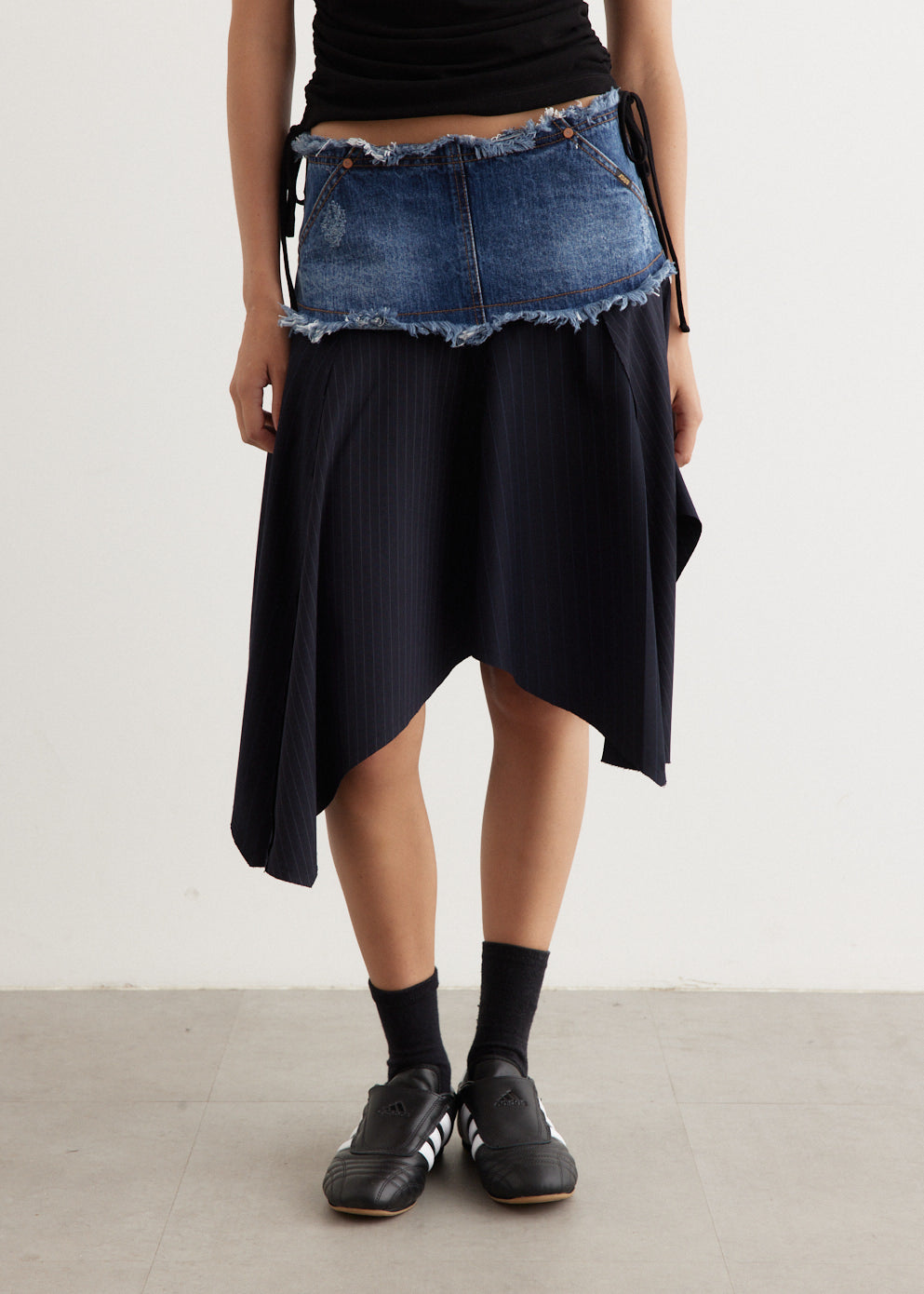 【ANDERSSON BELL】デニムコンビ フェアリースカート NAVY Andersson Bell Denim Combination Fairy Skirt 'Navy