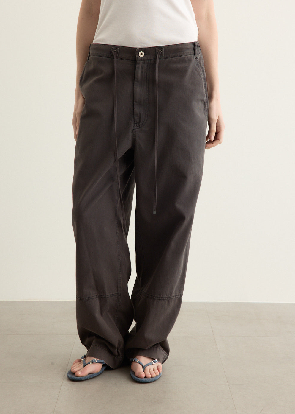 Washed Cotton Wide Pants