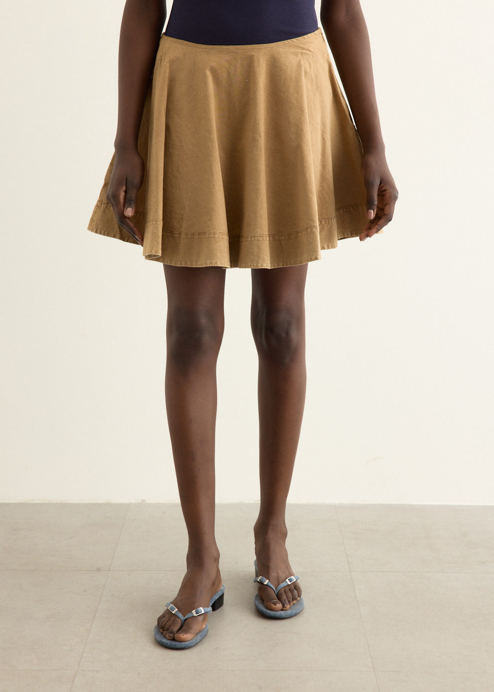 Washed Stretch Cotton Mini Circle Skirt