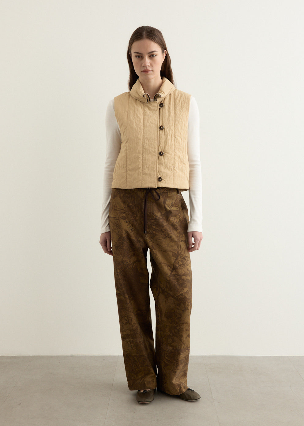 Washed Cotton Wide Pants