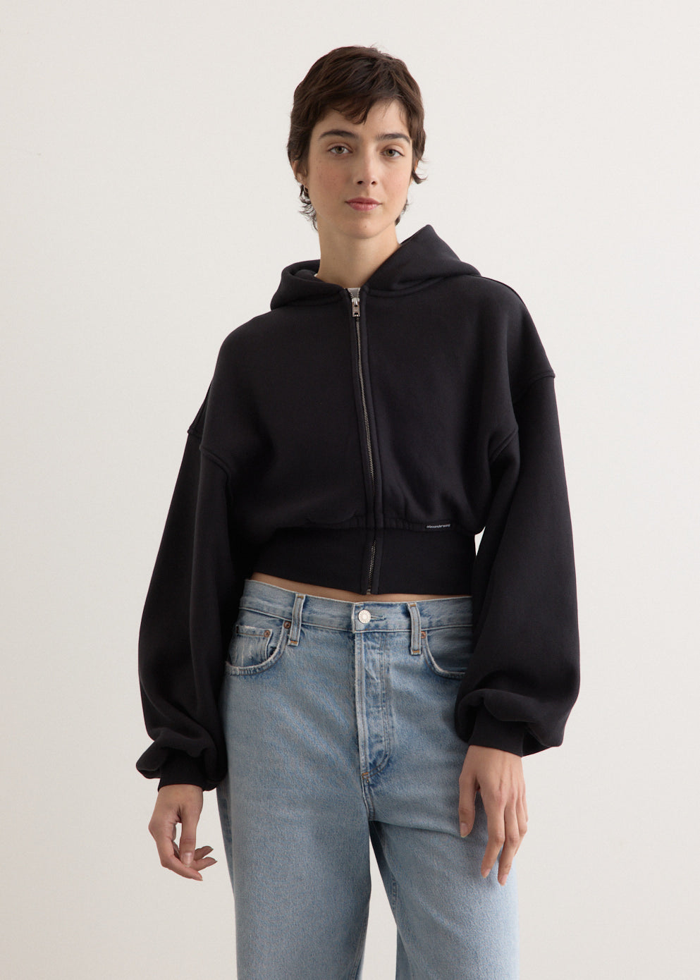 Cropped Zip Up Hoodie