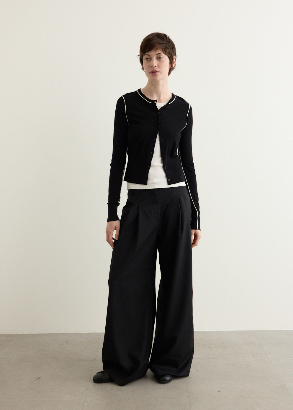 Wool Fine Line Cardigan