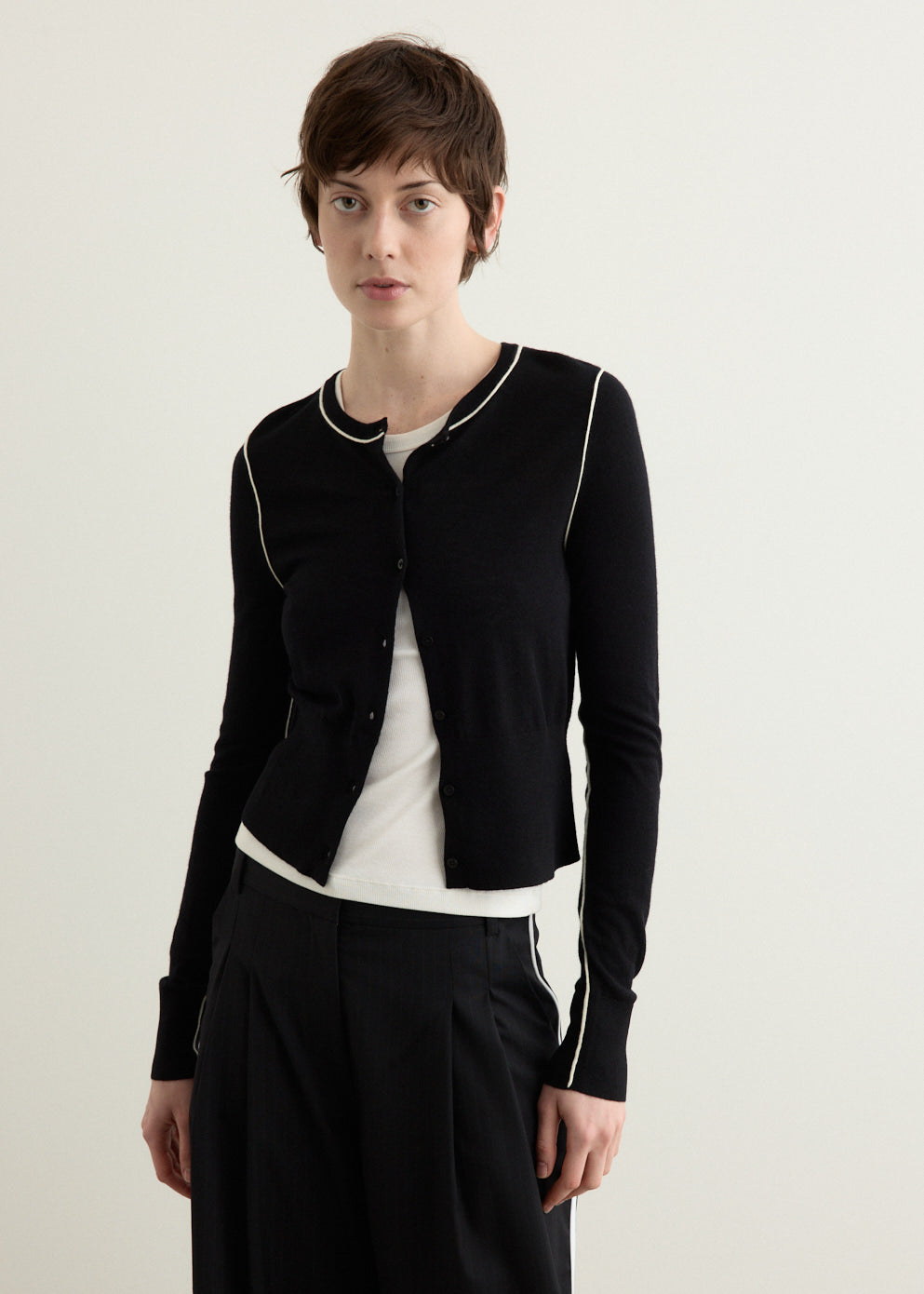 Wool Fine Line Cardigan