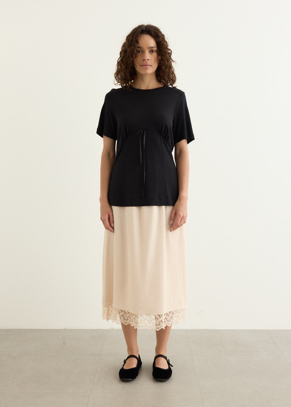 Lace Trim Negligee Skirt