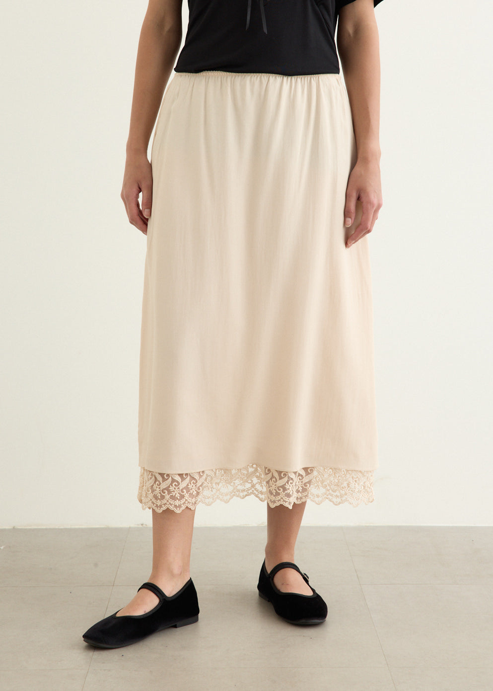 Lace Trim Negligee Skirt