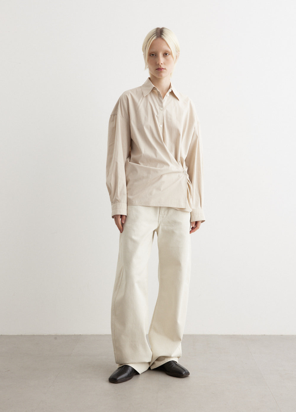 Straight Collar Twisted Shirt