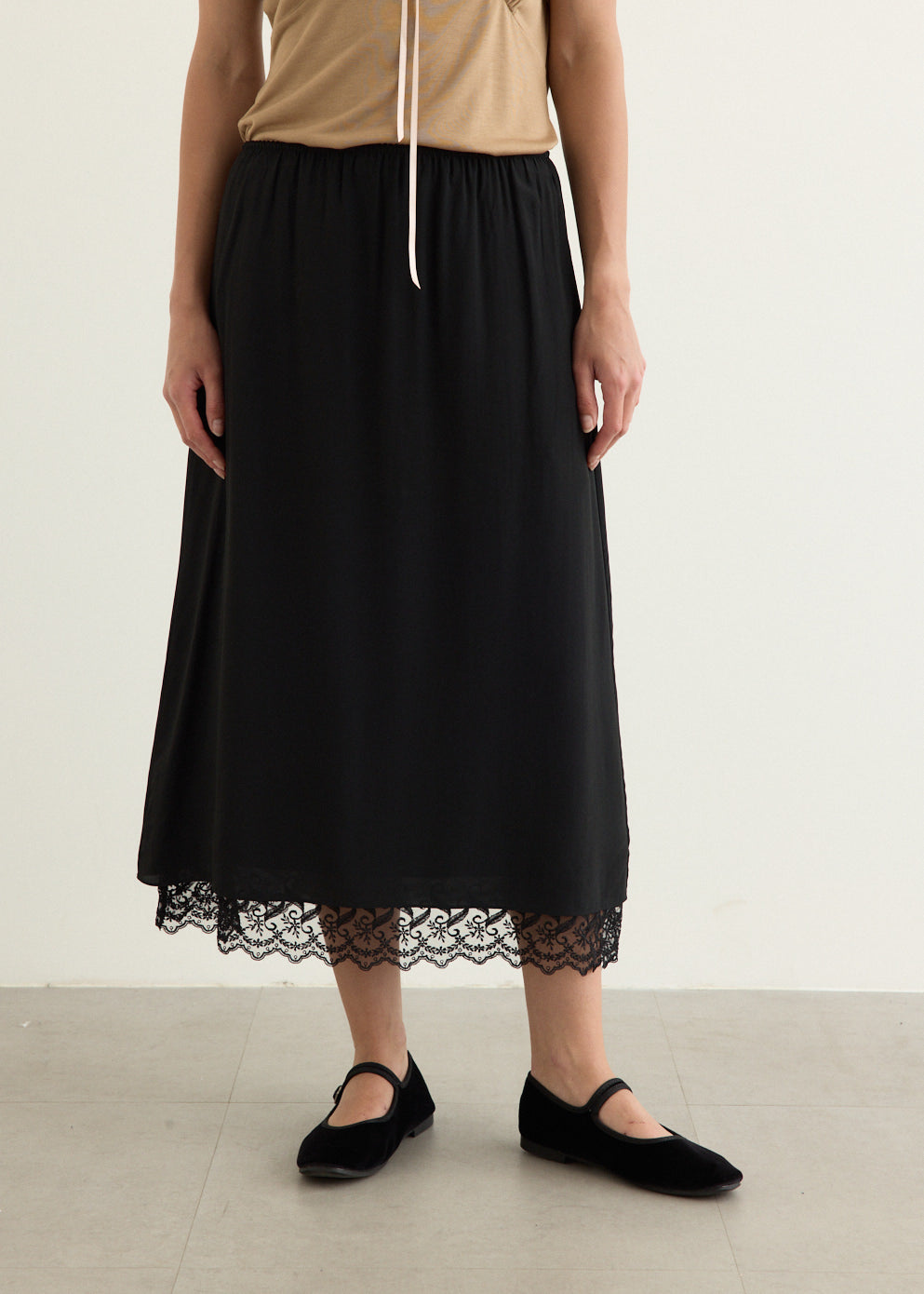 Lace Trim Negligee Skirt