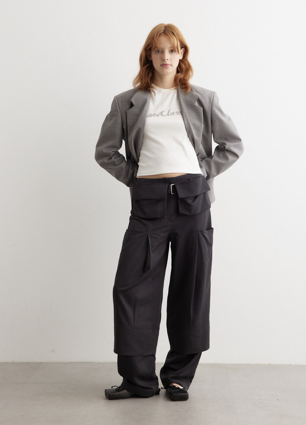 [LOW CLASSIC] /☆ 24SS DOUBLE BELTED POCKET PANTS / CHARCOAL Double Belted Pocket Pants
