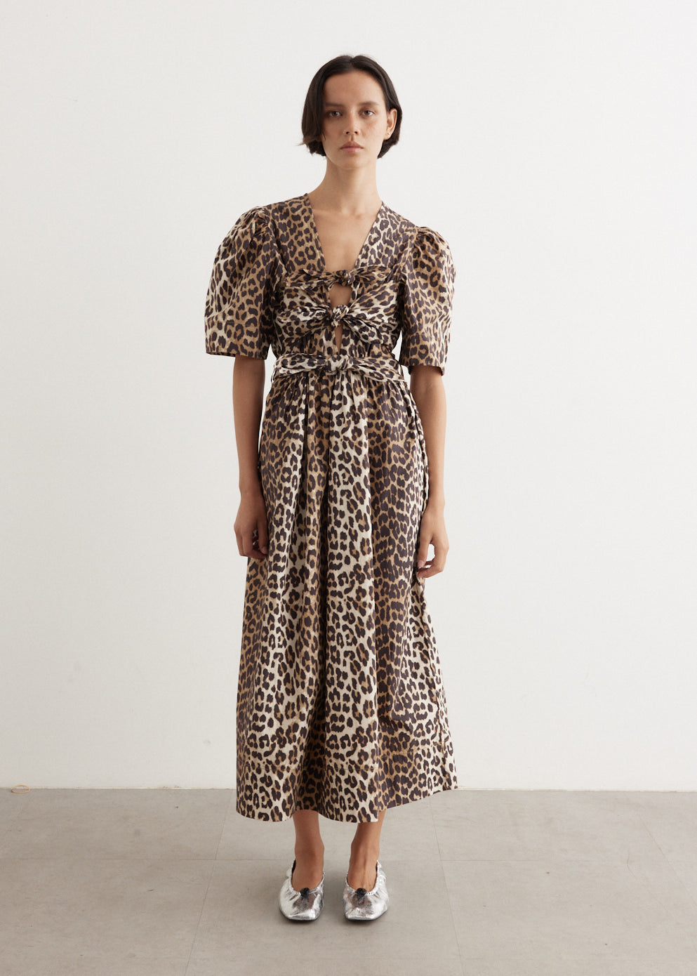 ワンピース GANNI Printed Cotton Maxi Strap Dress Ganni Stripe Cotton Maxi Strap Dress - Multi Color | Garmentory