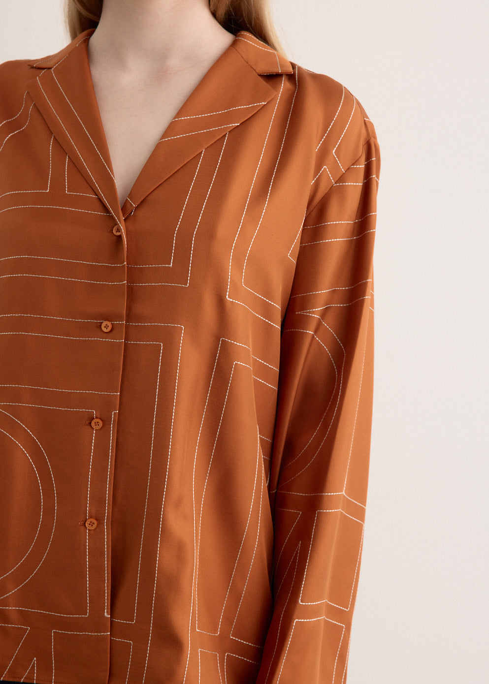 Monogram Silk Pj Top