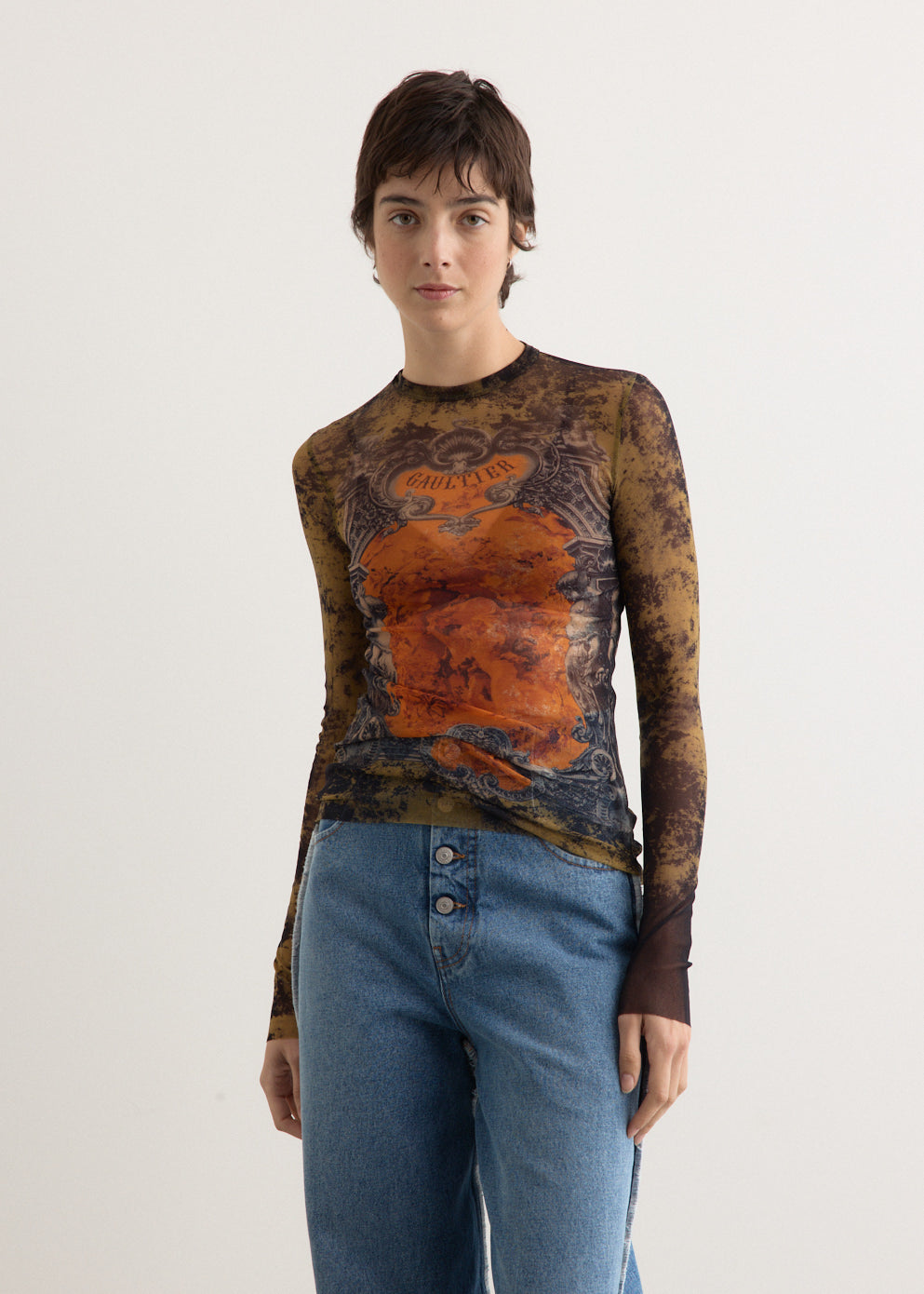 Mesh Long Sleeve Top