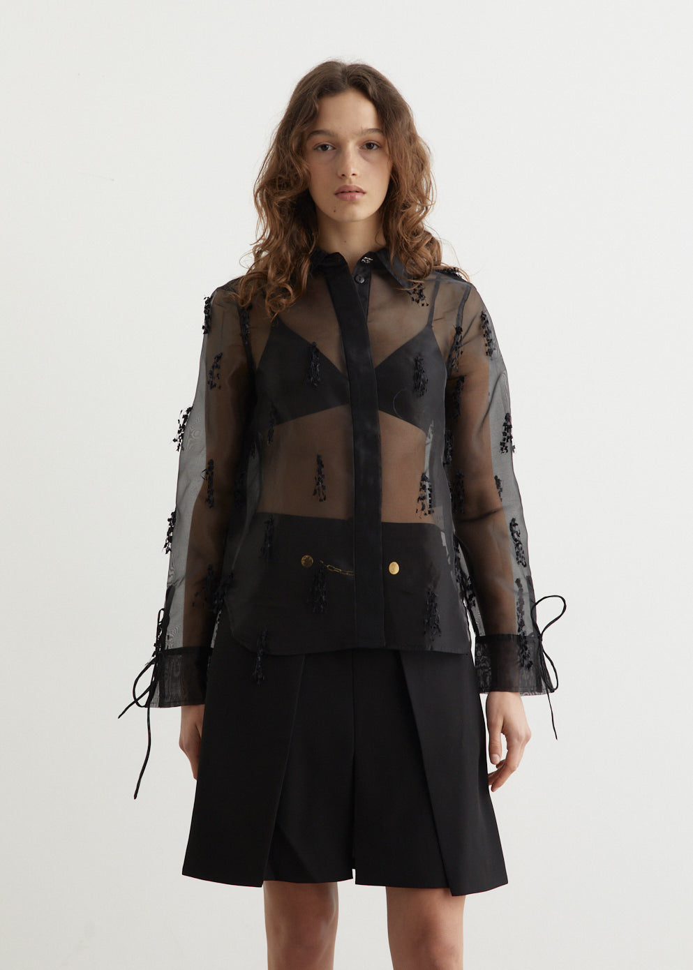GANNI Organza Shirt ブラウン 34サイズ GANNI | Fringed Organza Shirt | Women | Lane Crawford
