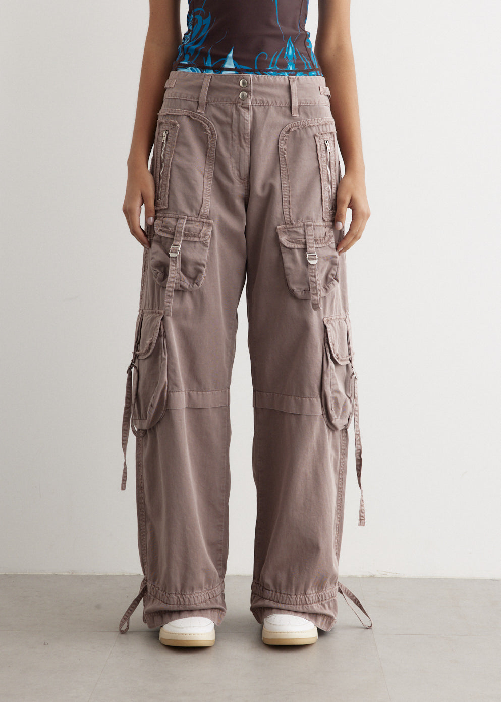 Pink Satin Cargo Pants Design by Moihno at Pernia's Pop Up Shop 2024