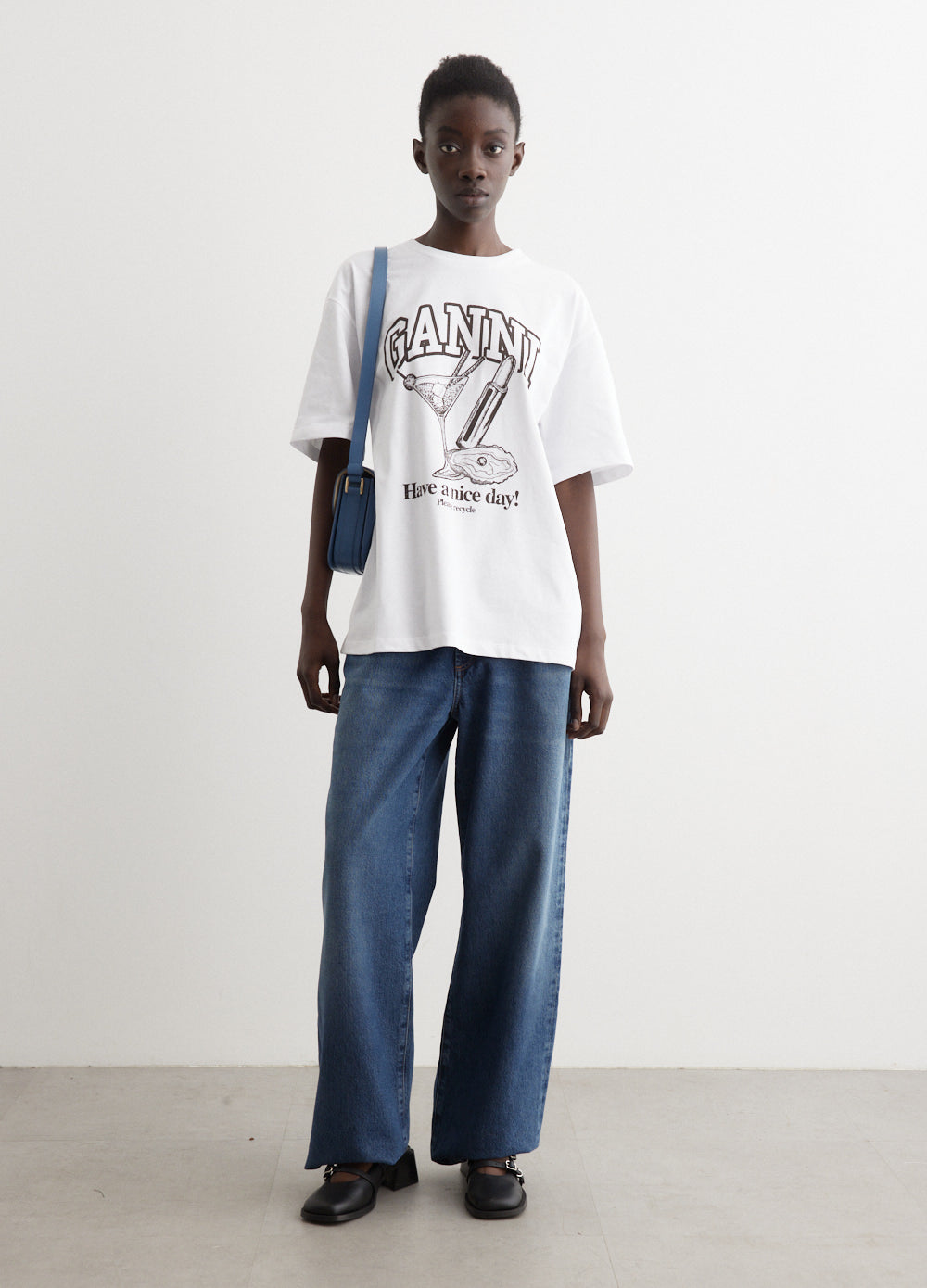 GANNI ストライプ柄 キャミソール Future Heavy Cocktail Drop Shoulder T-Shirt