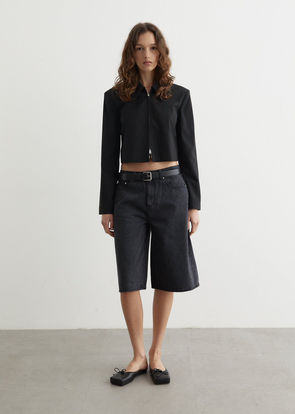 Grenade Longline Denim Shorts - Main Image