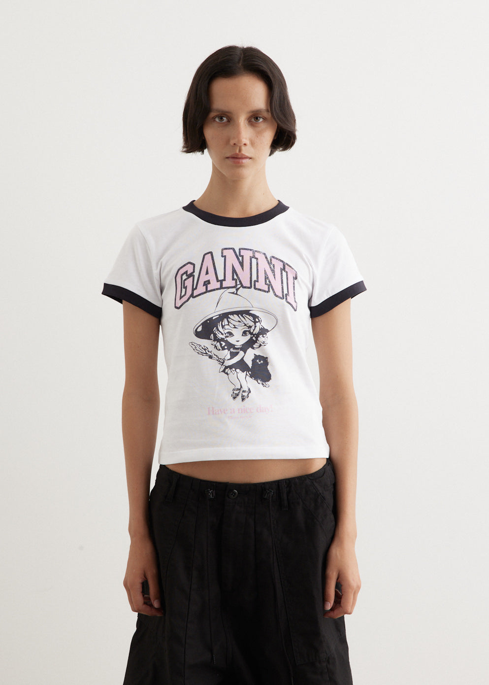 GANNI/ガニー Basic Jersey Witch Small T Bright White White Basic Jersey Witch Small T-shirt | GANNI