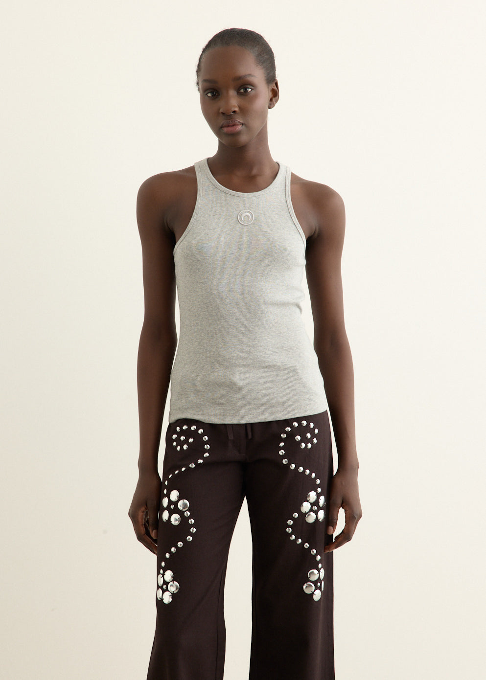 Moon Logo Ribbed Jersey Tank Top
