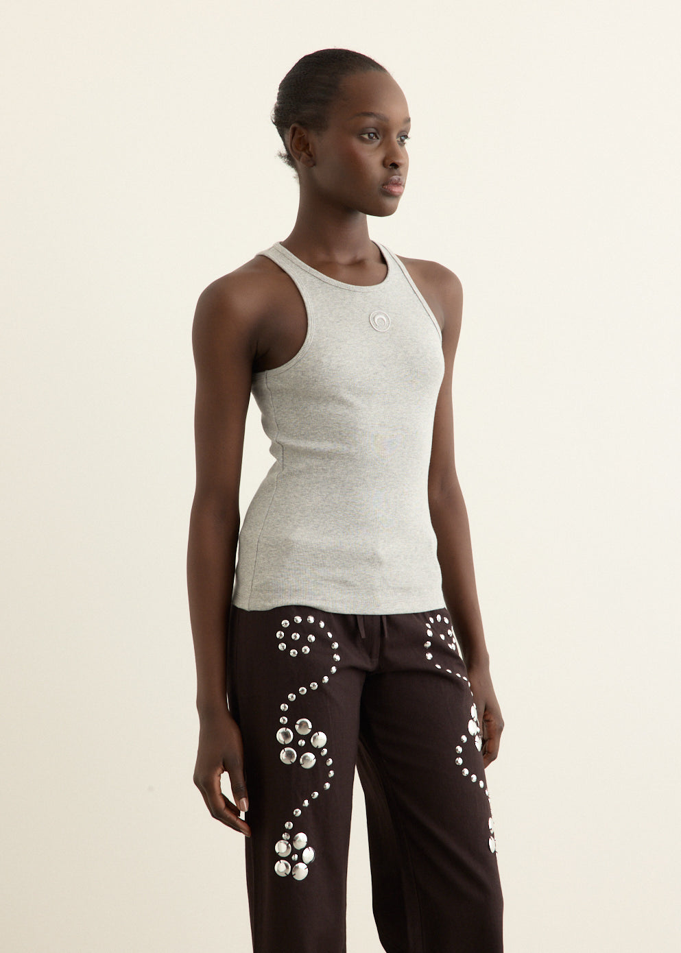 Moon Logo Ribbed Jersey Tank Top