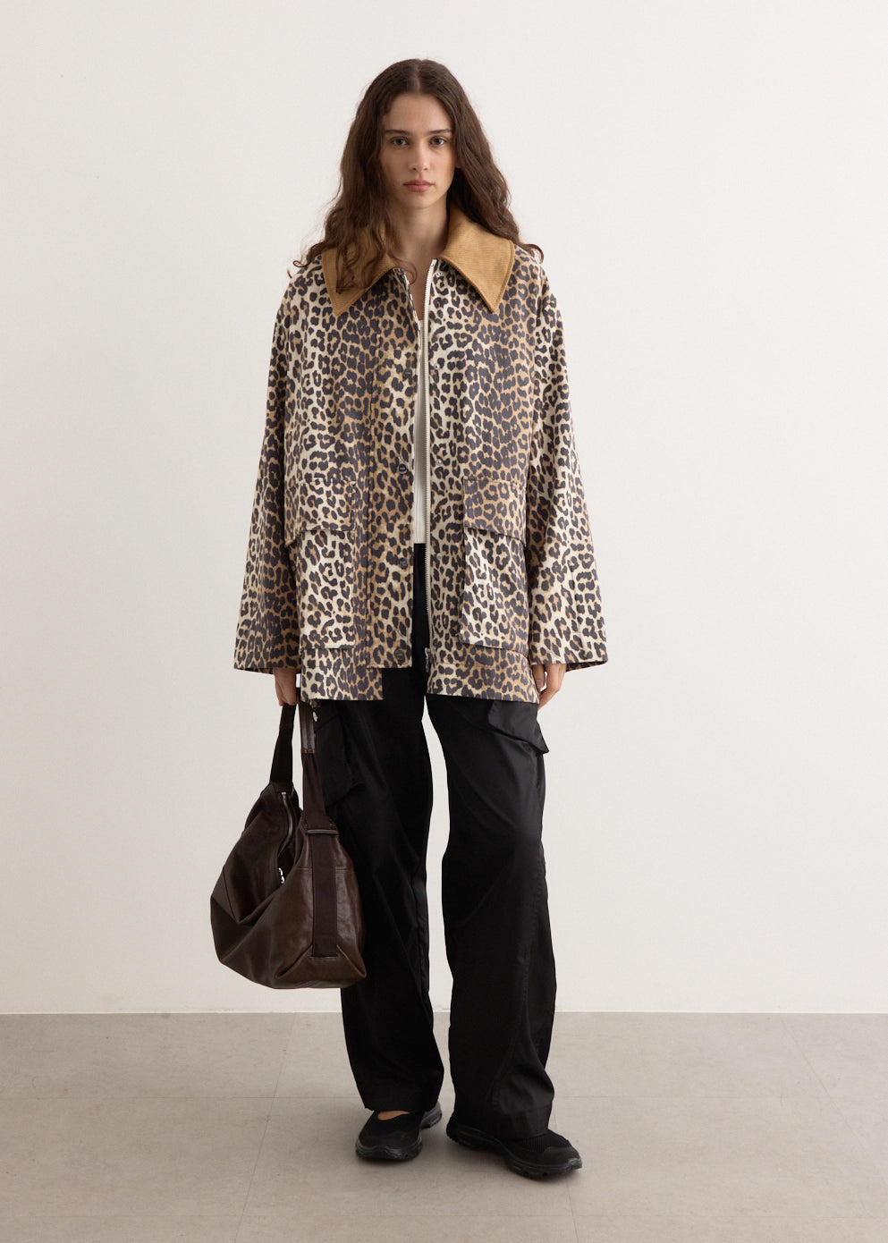 ジャケット GANNI PRINTED CANVAS MIDI JACKET Almond Milk Leopard Printed Canvas Midi Jacket | GANNI US