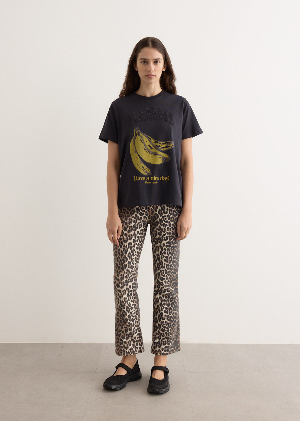 【関税込み】GANNI ブラック Betzy ジーンズ Print Denim Betzy Cropped Jeans