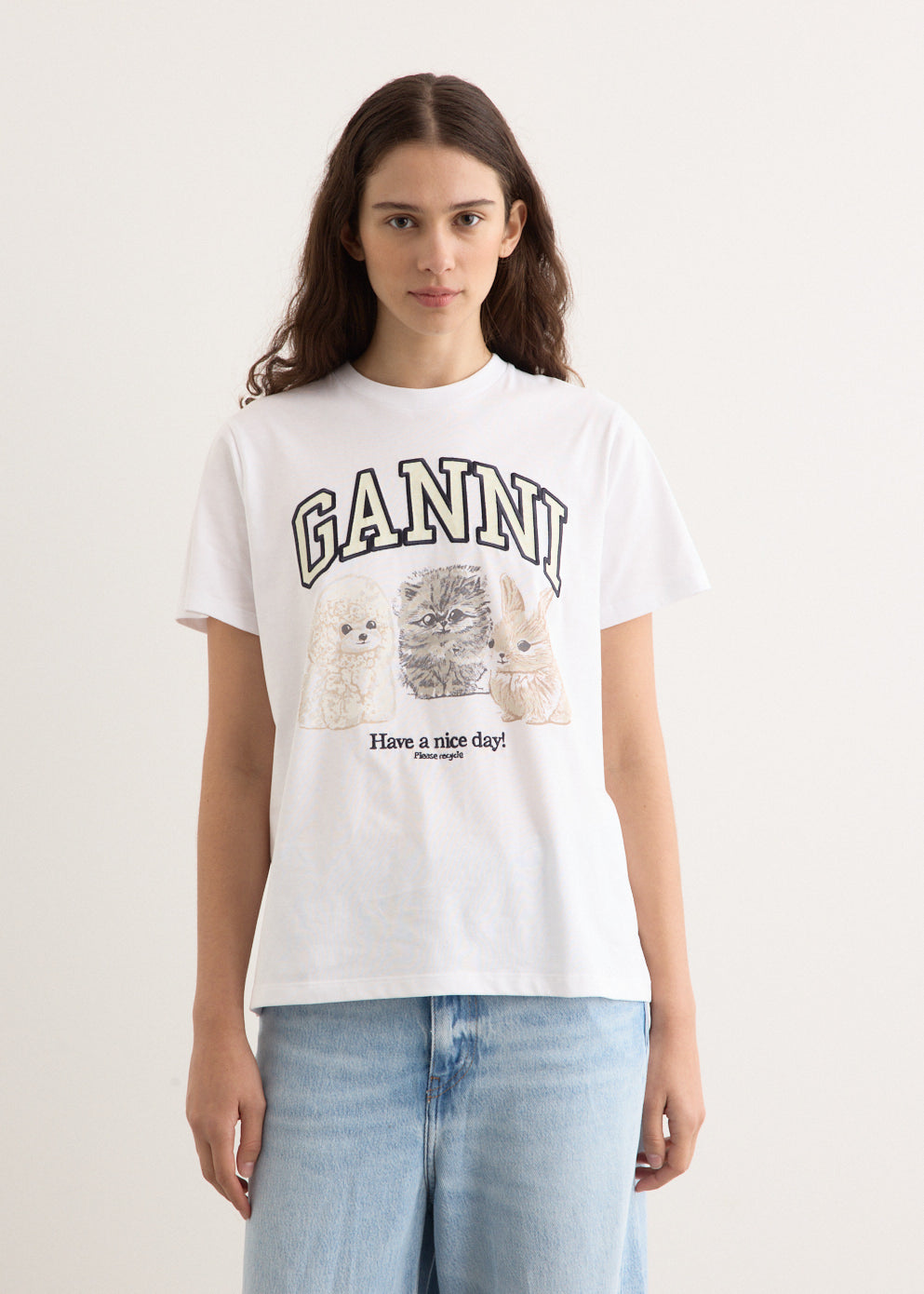 Tシャツ・カットソー Ganni FW25 RELAXED FIT T-SHIRT (T4237 151) Basic Cotton Jersey Animals Relaxed T-Shirt