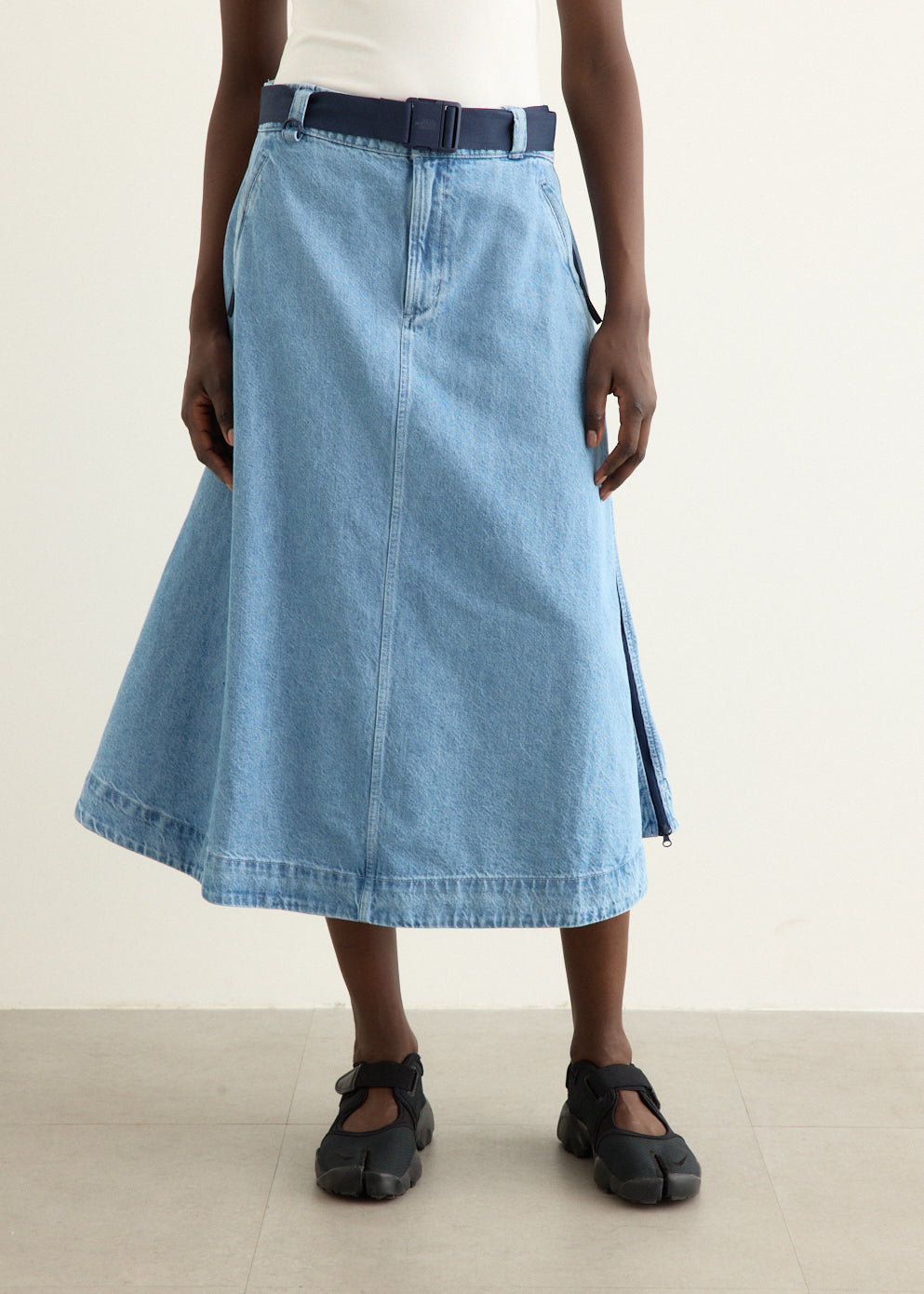 Women's Flared Denim Maxi Skirt