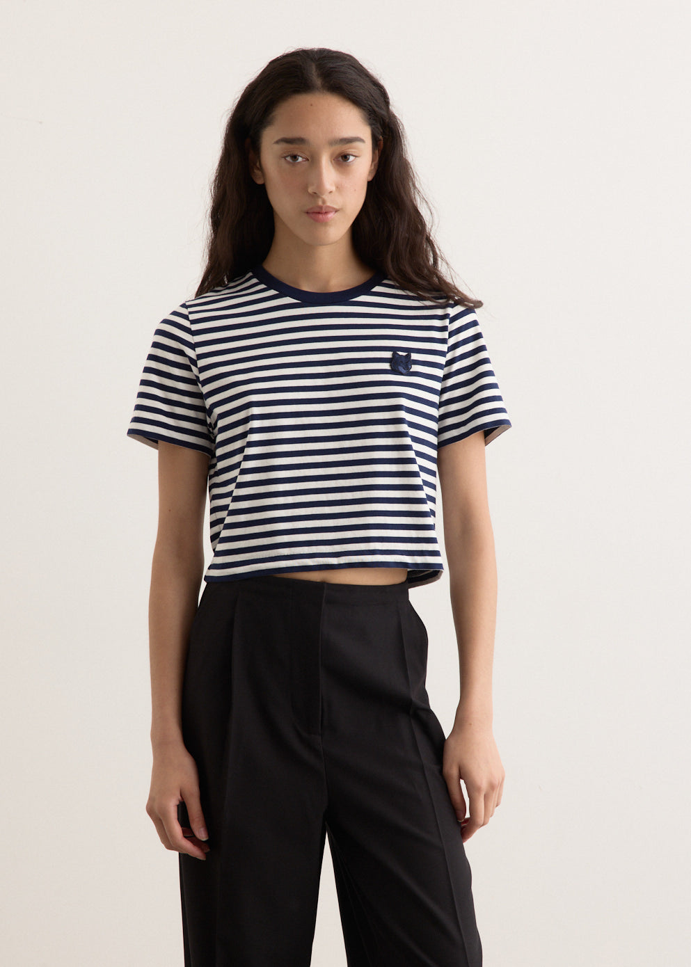 MAISON KITSUNE| (BOLD FOX HEAD PATCH MULTI STRIPES BABY Bold Fox Head Patch Multi Stripes Baby T-Shirt