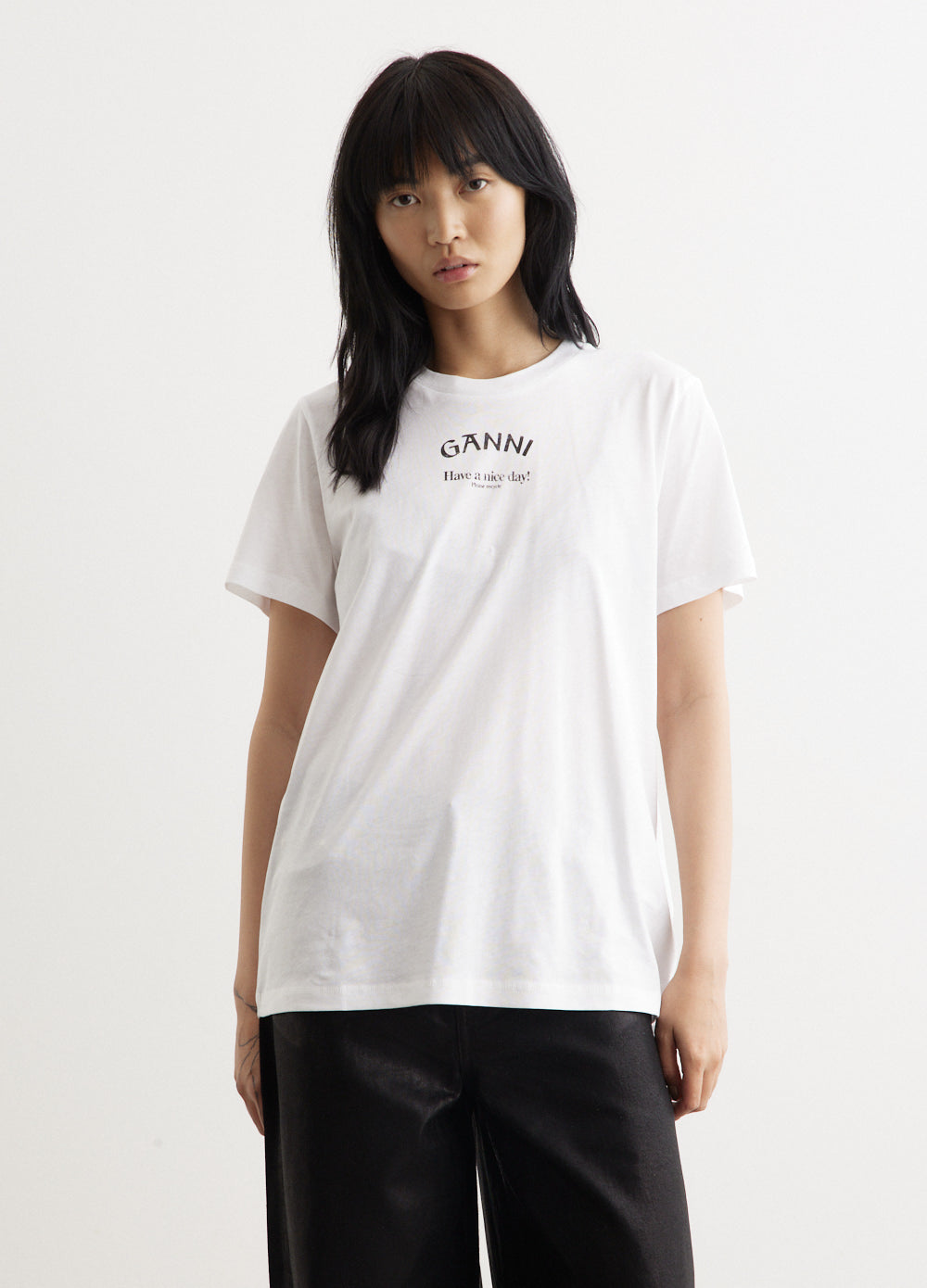 Ganni -  Thin Jersey Relaxed O-Neck T-Shirt - Tshirt