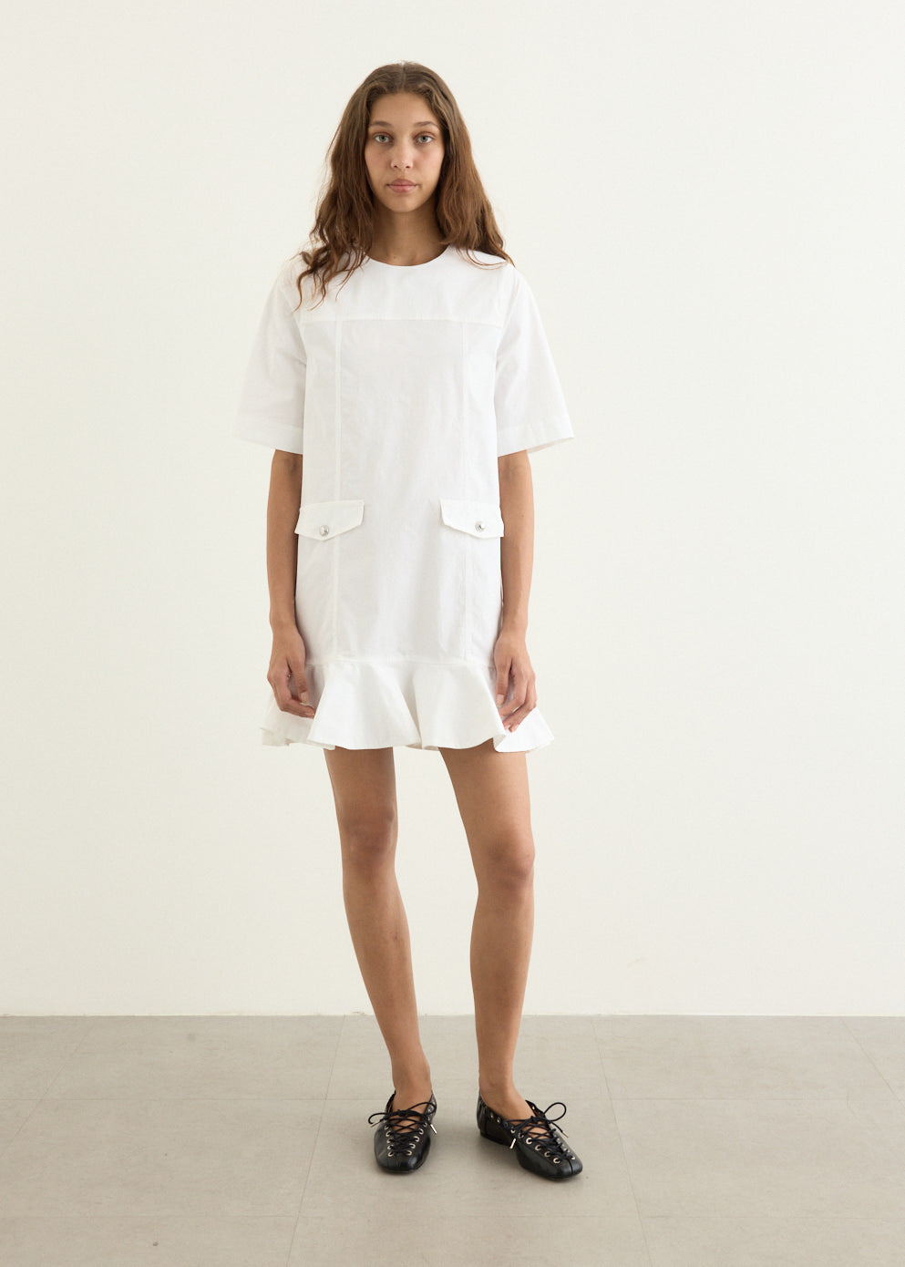ganni short white dress GANNI White Stretch Cotton Tie Strap Midi Dress