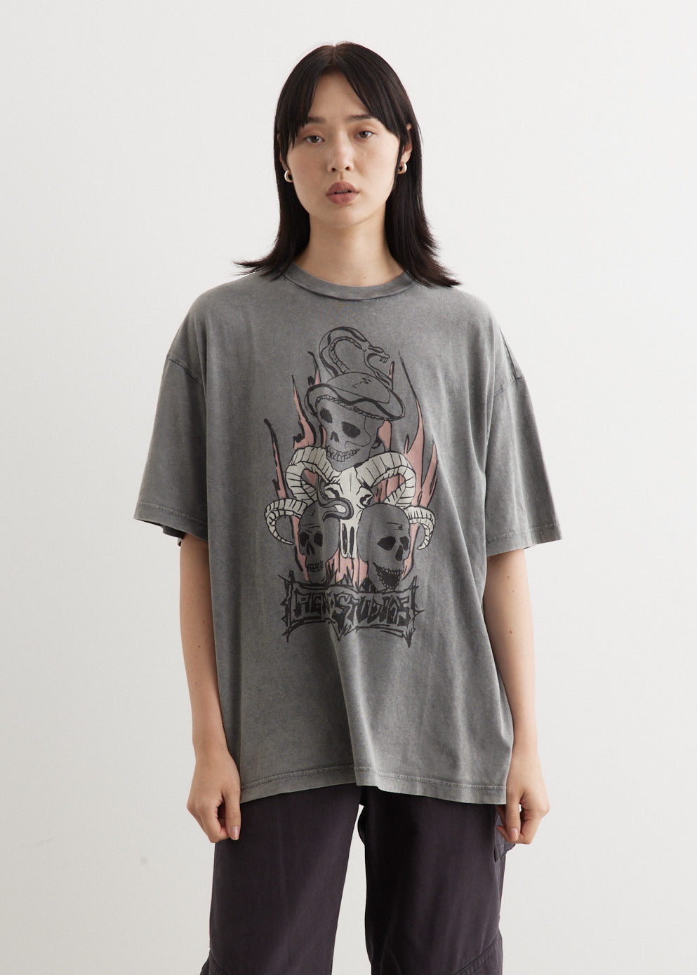 トップス Acne Studios 24SS skull tshirt XS Acne Studios Skull T-Shirt Faded Black FN-UX-TSHI000070 – NOMAD