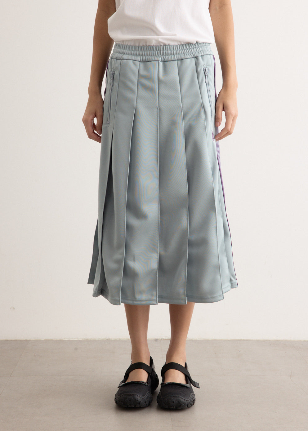 【AAKE】PLEATS SK TRACK PT (beige / blue) Pleated Track Skirt