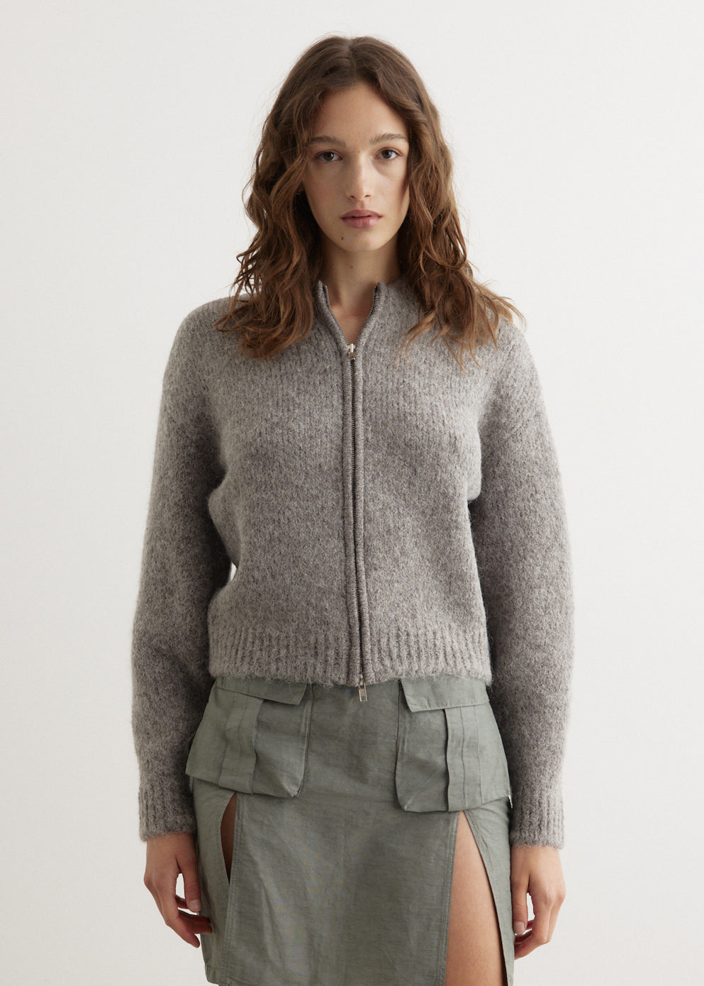LOW CLASSIC ALPACA ZIP-UP CARDIGANカーディガン Alpaca Zip-Up Cardigan