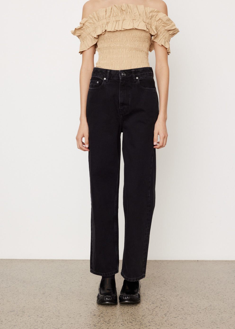 新品　GANNI ブラック Misy ジーンズ　ハイウエスト　クロップド丈 Misy High-Rise Crop Jeans