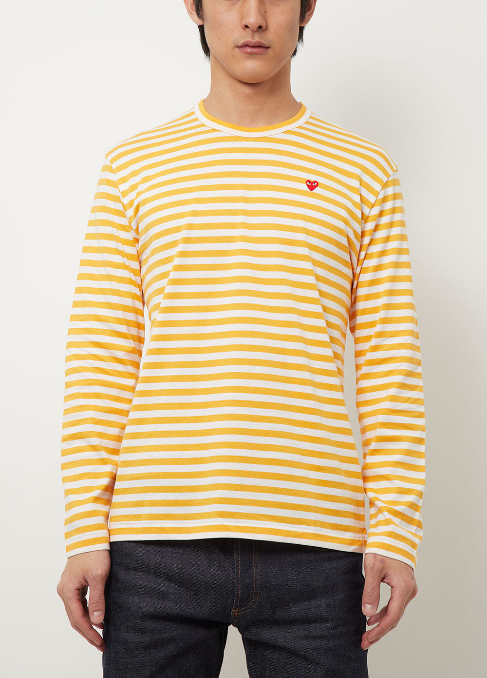 T218 Red Heart Stripe Long sleeve T shirt