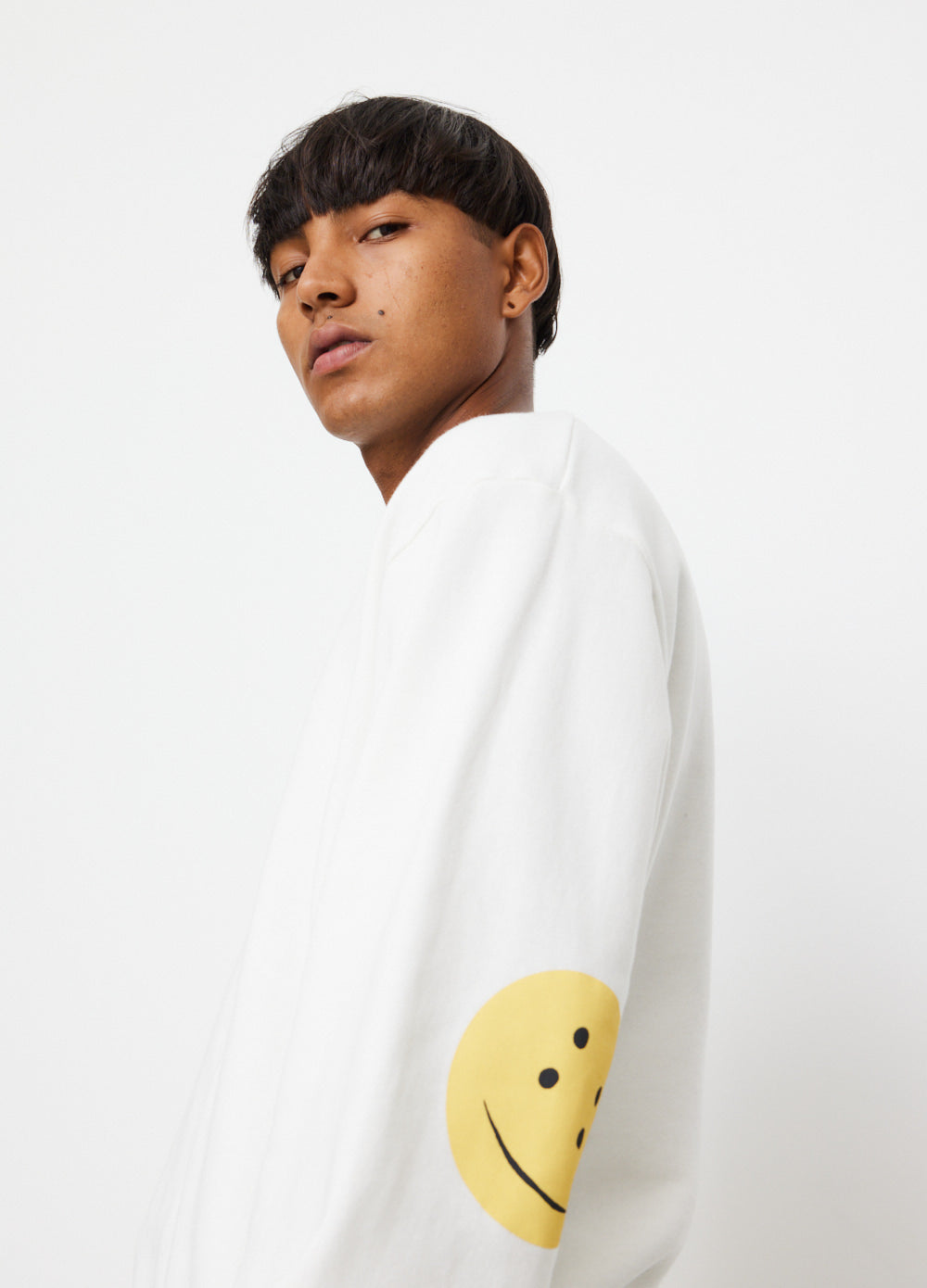 smiley face patch sweatshirt