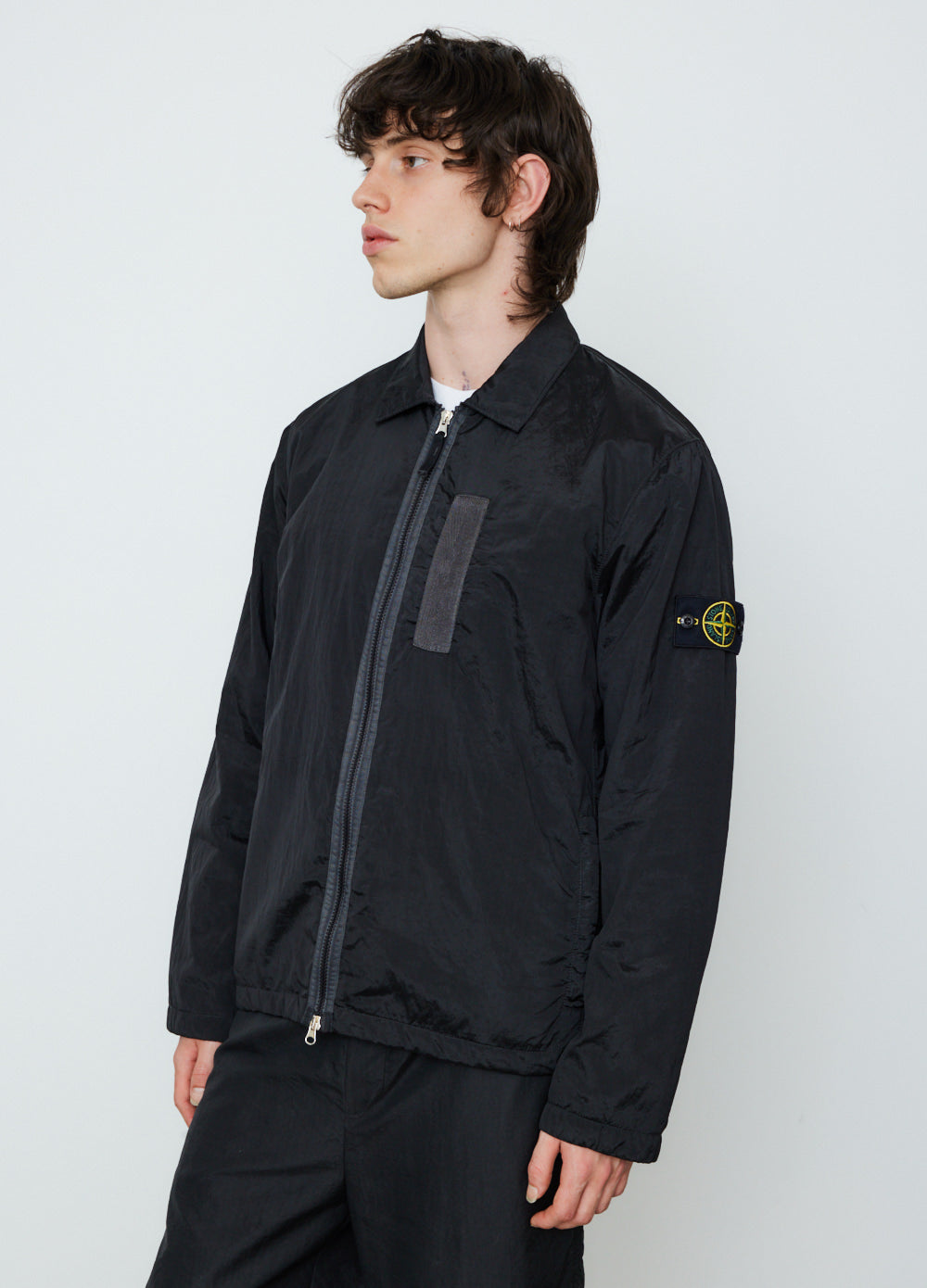 00s stone island zip ovorshirt black L-