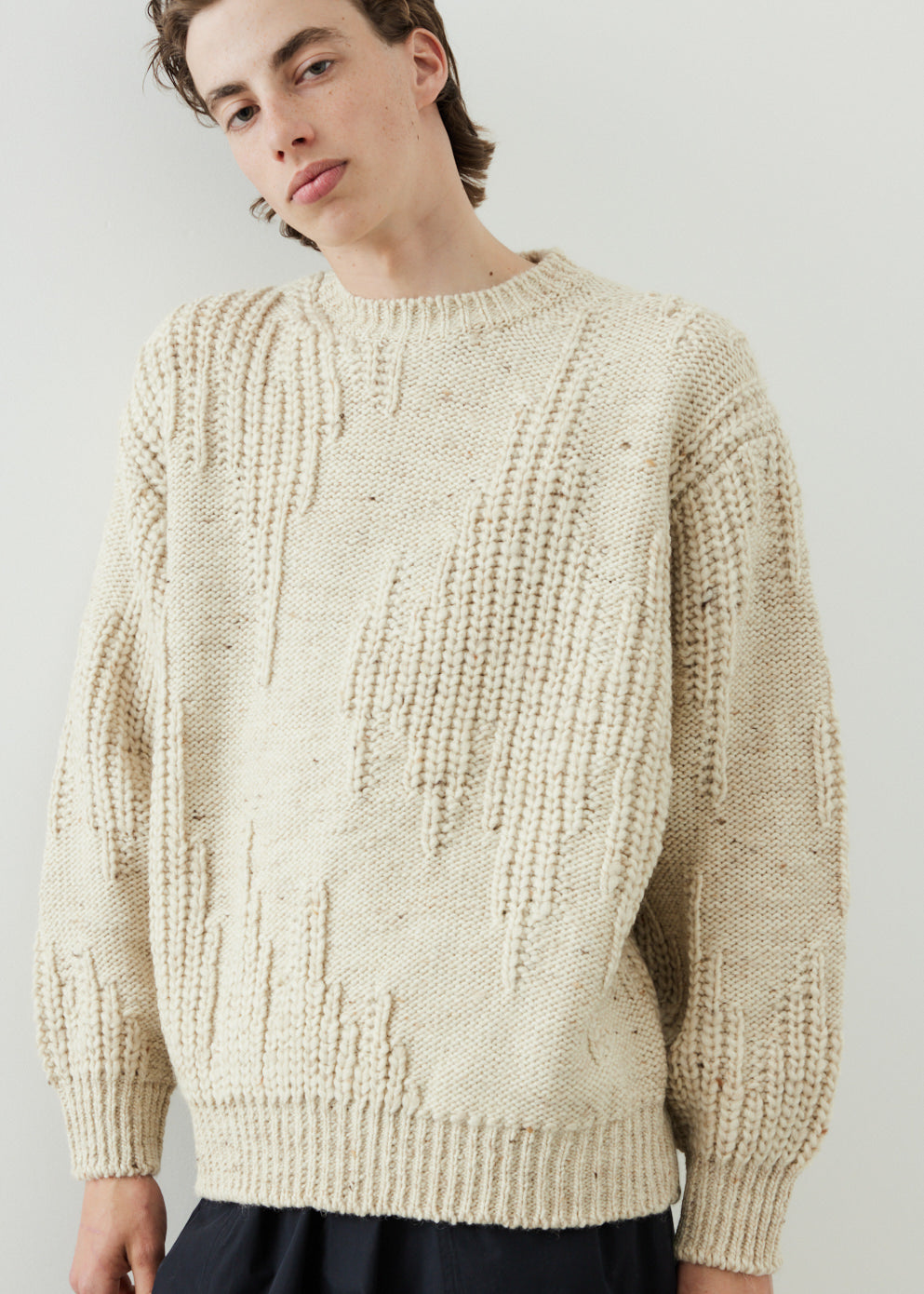 Irregular Knitted Crewneck Sweater