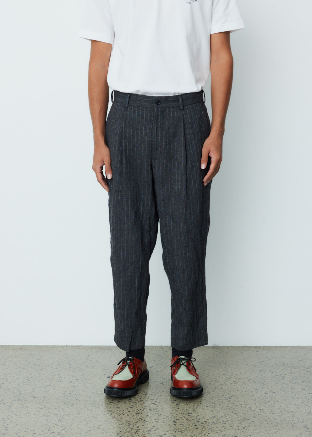 Metal Twill Pin Stripe Garment Washed Pants highest