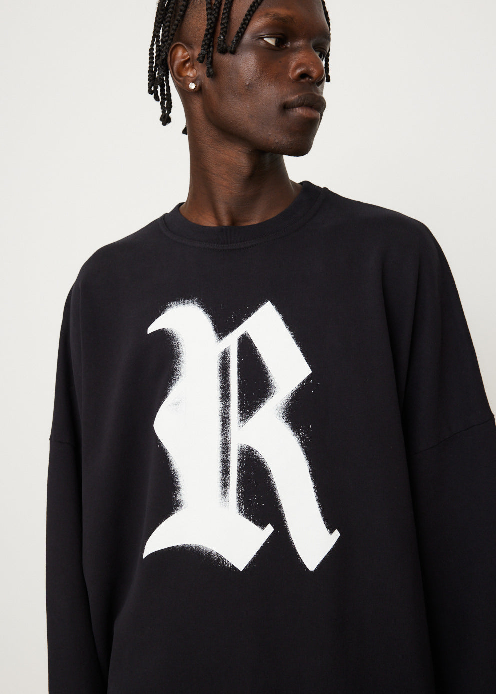 Oversized Crew Neck Sweater With R Print