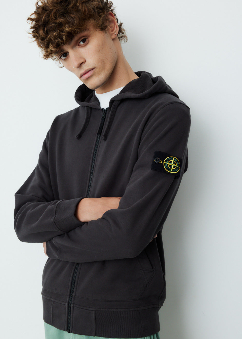 Black stone island hoodie zip Clearance