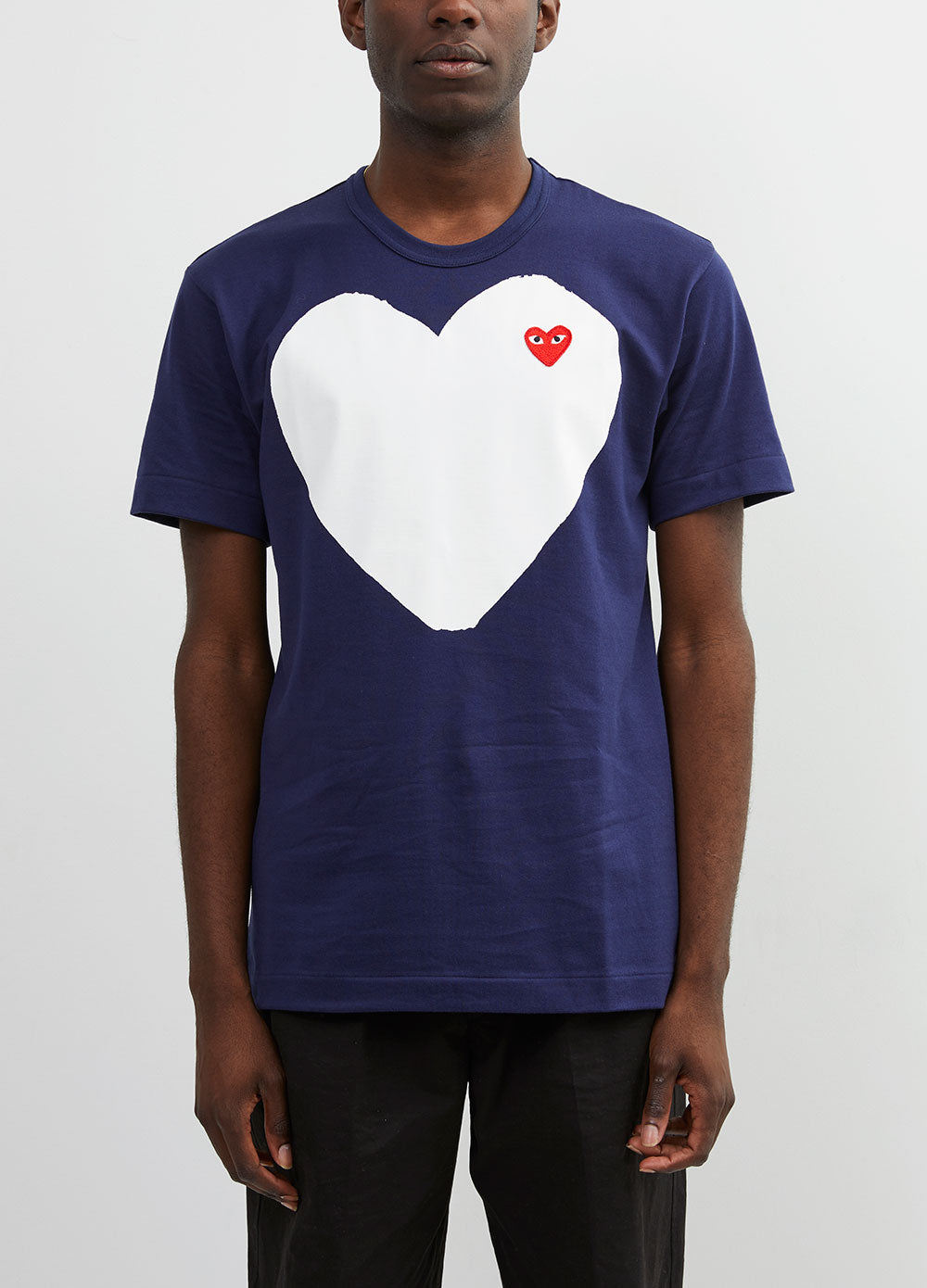 Mens Shirts Cdg T Shirt Blue Comme Des Garçons Play Little Red