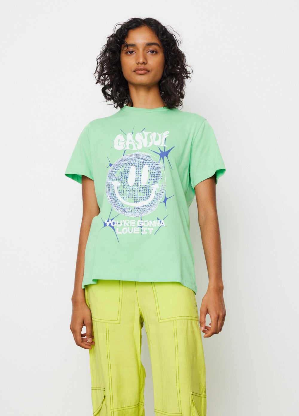 Ganni -  Light Jersey Smiley Relaxed T-Shirt - Tshirt print