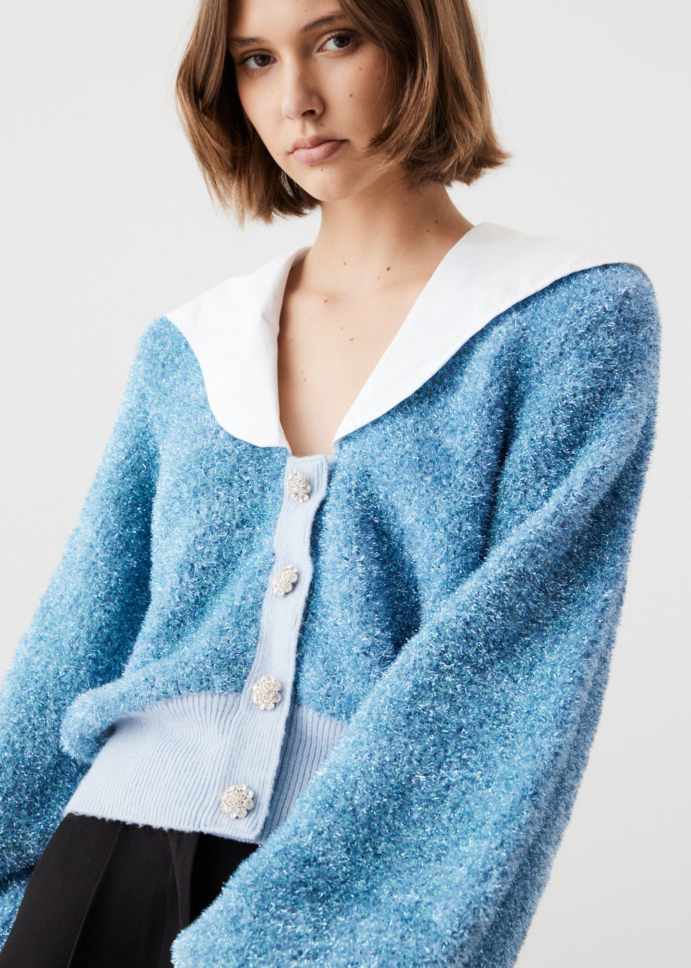 Poplin Collar Cardigan