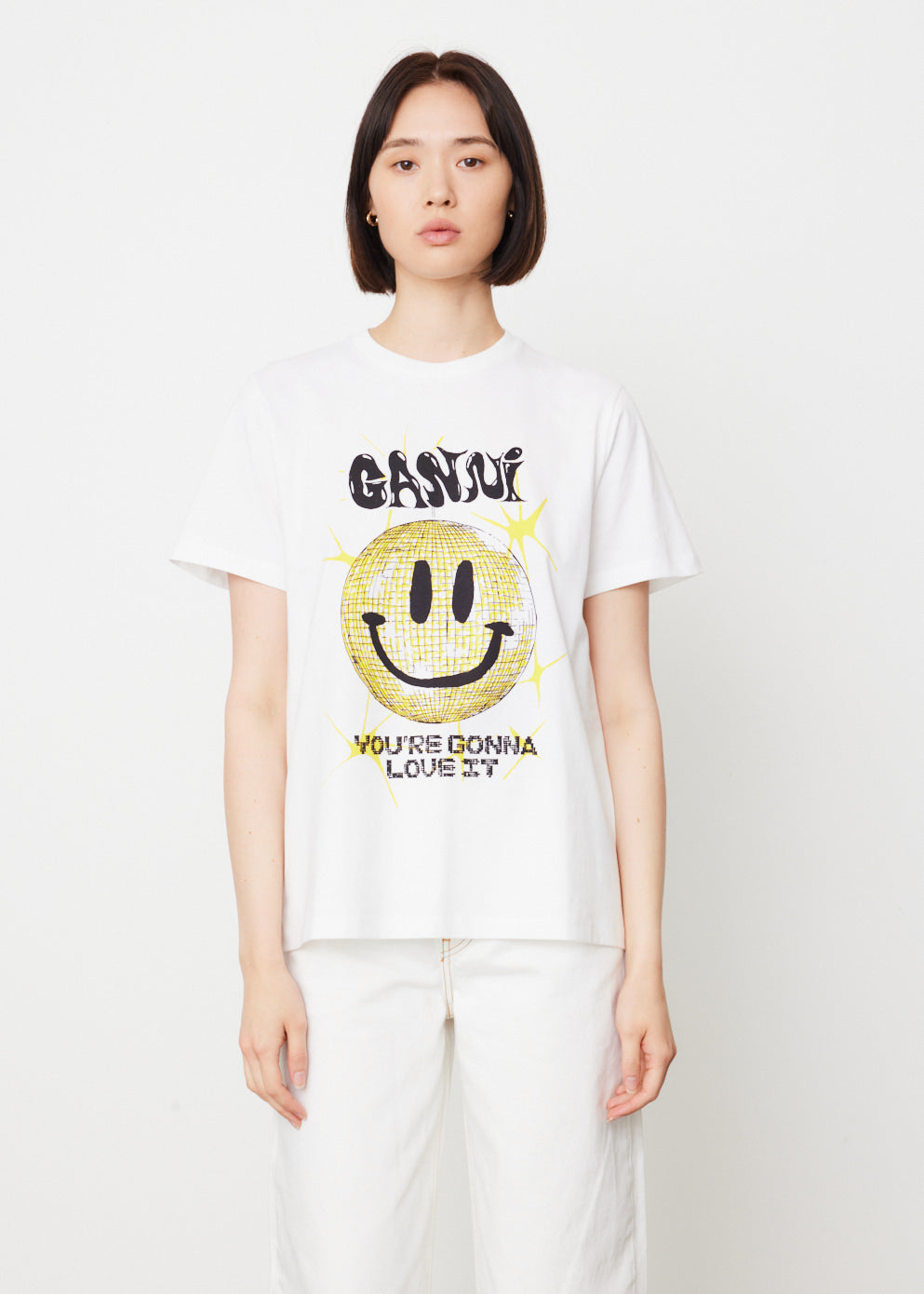 GANNI: t-shirt for woman - Yellow  Ganni t-shirt T3631 online at