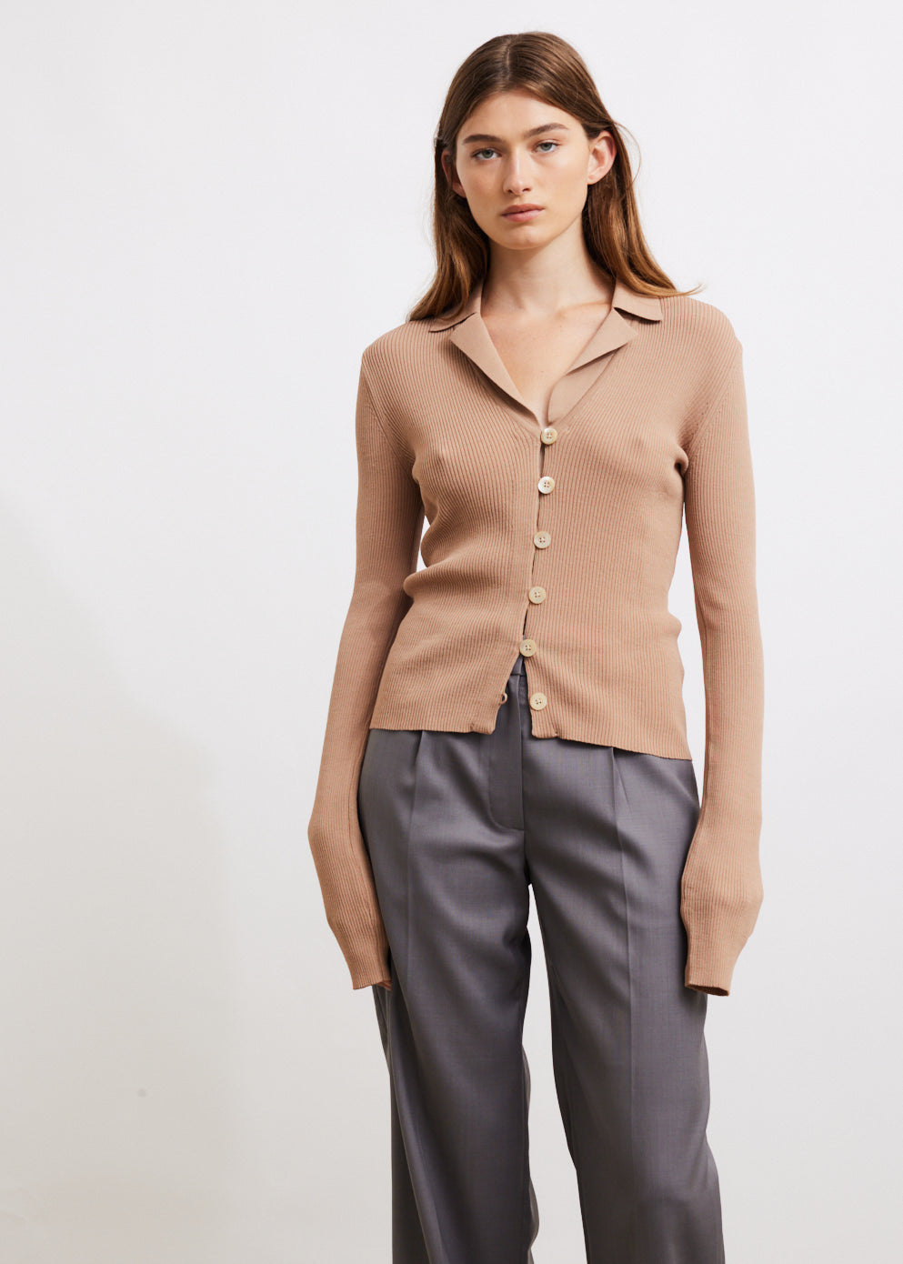 Open Collar Knit Cardigan