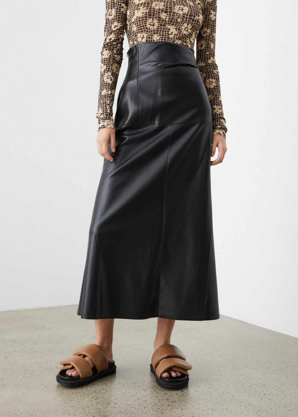 Melody Faux Leather Midi Skirt