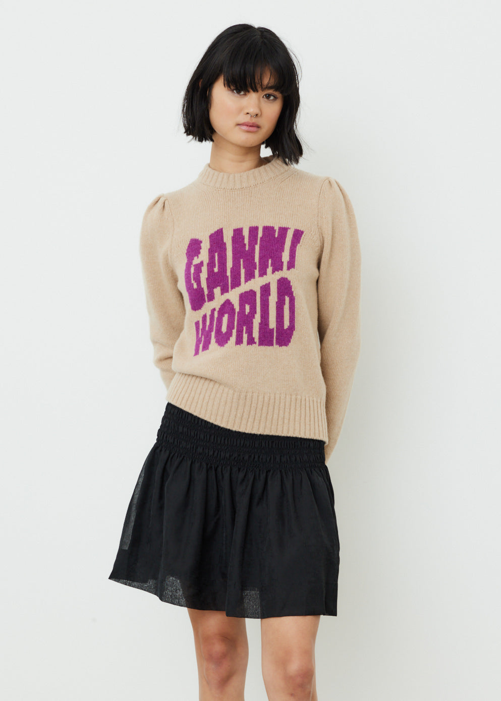 Graphic Puff Shoulder Pullover