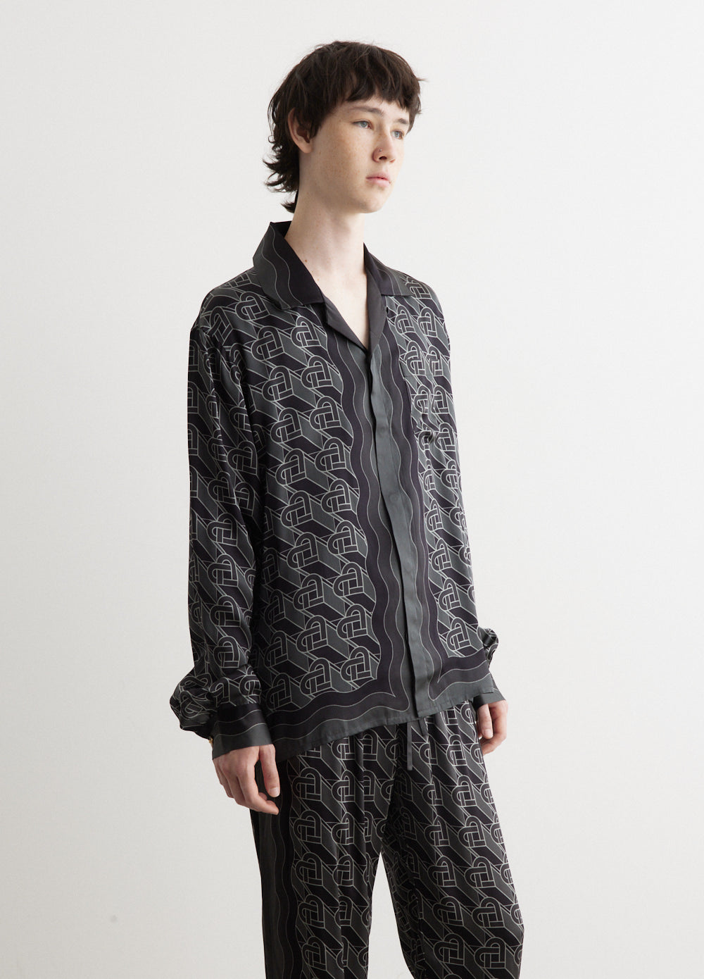 Cuban Collar Long Sleeve Shirt